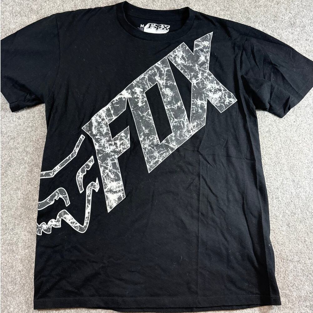 Fox Racing Shirt Mens Medium Black Motocross Biker Grunge Regular Fit Streetwear
